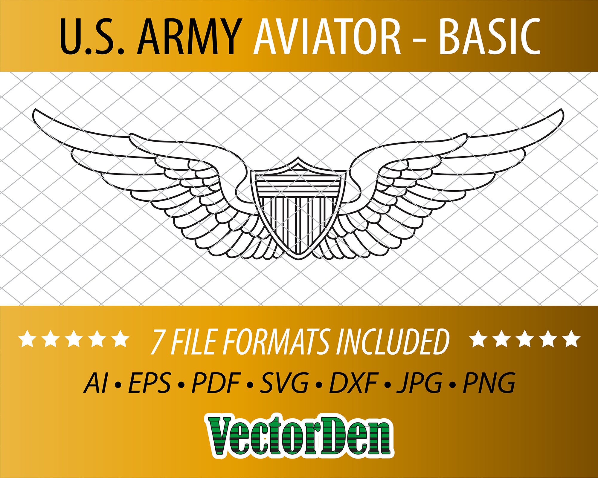 U.S. Army Aviator Badge Basic Vector Aviator Insignia Etsy