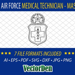 U.S. Air Force Medical Technician - Master - Vector Medical Badge Insignia