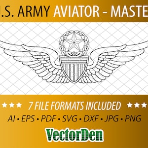 Insignia de Aviador del Ejército de los EE. UU. - Maestro - Insignia de Aviador Vector