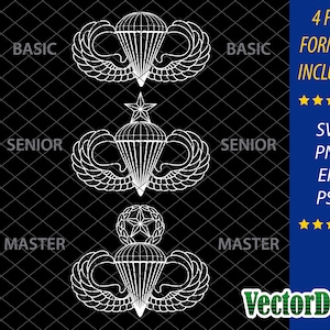 Parachutist Badge - Jump Wings - Set -White Version