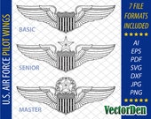 U.S. Air Force Pilot Wings- Vector Pilot Badge Insignia