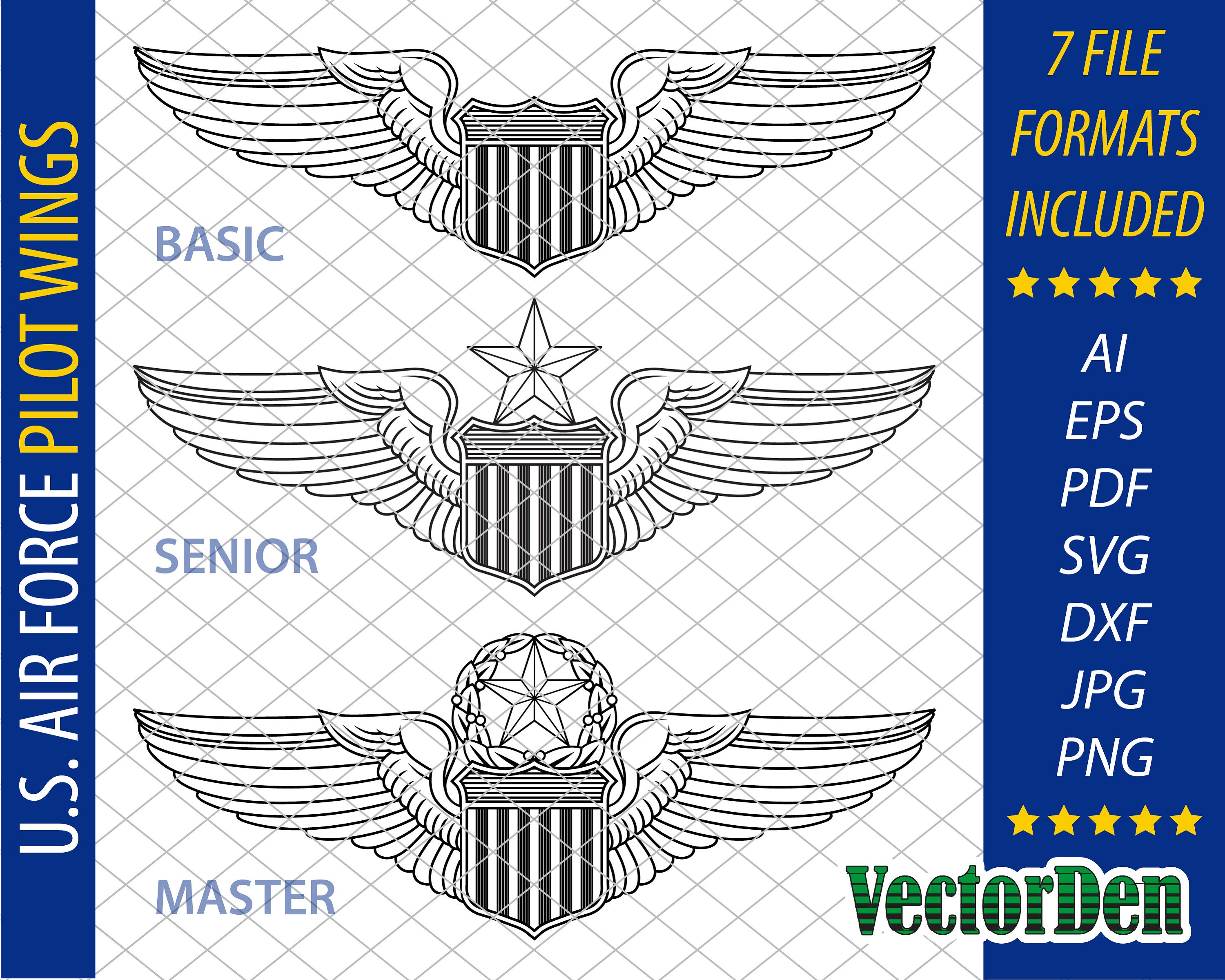 Us Air Force Pilot Wings Vector Pilot Badge Insignia Etsy Canada