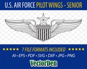 U.S. Air Force Pilot Wings - Senior - Vector Pilot Badge Insignia