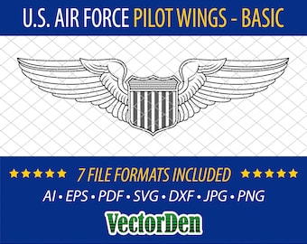 U.S. Air Force Pilot Wings - Basic - Vector Pilot Badge Insignia