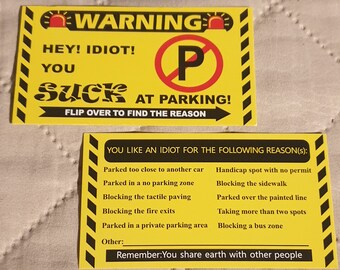 You Suck at parking pack of 10 double sided business cards