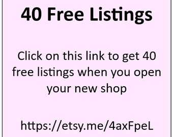 FREE FREE FREE Etsy Listings. 40 Free Listings. Read my listing to claim your free listings. No purchase needed https://etsy.me/4axFpeL