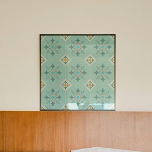 Portuguese Tile Wall Art, Turquoise Tile Print, Boho Ethnic Decor, Mediterranean Tile Print, Tile Unframed Poster, Portugal Inspired Decor