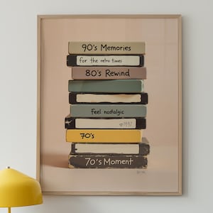 Póster de casete retro, arte mural nostálgico de los años 70, 80 y 90, impresión vintage sin marco, decoración de habitación de principios de los 2000, impresión VHS, póster de la vieja escuela