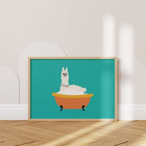 Alpaca Illustrated Art Print For Nursery And Kids Room Decor, Unframed Poster in Vibrant Peruvian Colors, Whimsical And Colorful Wall Art