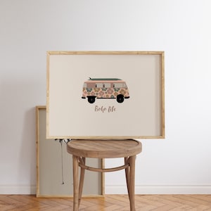 Hippie Van Print, Retro Van Print, Van Life Gift, Boho Poster, Room Decor Aesthetic Boho, Hippie Decor Aesthetic, Retro Bus Print