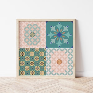 Moroccan Tile Wall Art, Talavera Tile, Mediterranean Wall Art, Spanish Tile, Greek Tile Art, Portuguese Tile Print, Mediterranean Decor