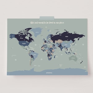 Weltkarte Poster, genaue Weltkarte, große Weltkarte Druck, detaillierte Weltkarte, politische Globuskarte, Planet Erde Wandkunst, Ozean Erde