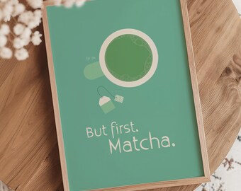 Stampa artistica da parete con tè Matcha, poster senza cornice per arredo cucina verde, regalo per gli amanti del tè