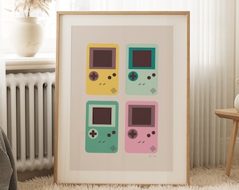Game Boy Wall Art, 90s Poster, Retro Inspired Print, Preppy Wall Art, Colorful Retro Wall Art, Preppy Room Decor, Early 2000s Room Decor