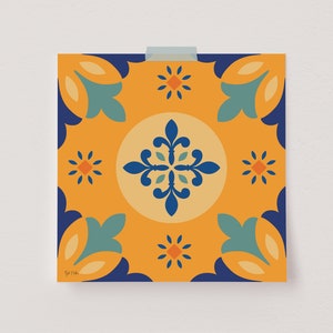 Portuguese Tile Print, Spanish Poster, Mosaic Tile Wall Art, Talavera Tile, Mediterranean Print, Mediterranean Decor, Moroccan Tile Wall Art