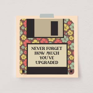 Cartel de disquete, arte de pared de cita retro, impresión inspirada retro, decoración de habitación funky, decoración de habitación de los 80, nostalgia de los 80, cartel vintage de los 70, floral