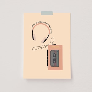 Impresión mixtape, cartel de música retro, decoración de habitación funky, arte de pared de cinta de casete, arte de pared funky, cartel vintage de los 70, nostalgia de los 80, retroceso