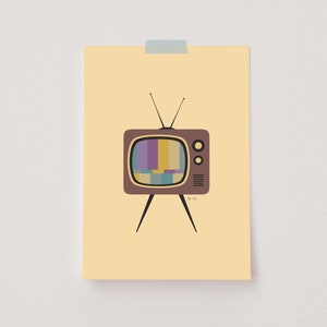 Impresión de TV retro, cartel de los 80, arte de pared retro de los 70, arte de pared funky, decoración de habitación funky, impresión inspirada retro, nostalgia de los 80, cartel vintage de los 70