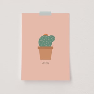 Cartel de cactus, impresión de plantas de interior, arte de pared de plantas de cactus, cartel de ilustración de plantas, arte de pared verde, decoración botánica, arte de pared de plantas de interior imagen 1