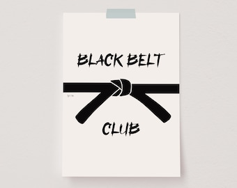 Martial Arts Poster, Black Belt Club, Karate Wall Art, Martial Arts Print, Dojo Decor, Karate Room Decor, Taekwondo Print, Martial Arts Gift