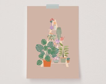 Impresión de botánica, póster de plantas de interior, arte de pared de plantas de interior, póster botánico moderno, póster de flores silvestres, decoración de plantas de interior, ilustración de plantas