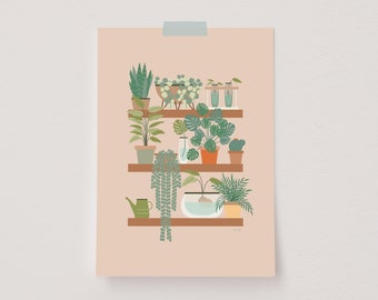Arte de pared de plantas de interior, cartel de ilustración de plantas, impresión de plantas de interior, arte de pared de vegetación, decoración de botánica, impresión de propagación de plantas, planta de interior