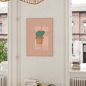 Cartel de cactus, impresión de plantas de interior, arte de pared de plantas de cactus, cartel de ilustración de plantas, arte de pared verde, decoración botánica, arte de pared de plantas de interior imagen 5