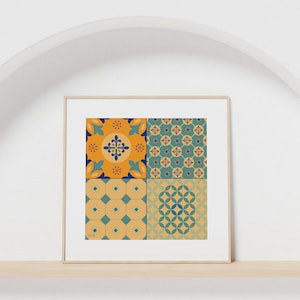 Mediterranean Tile Print, Moroccan Tile, Ethnic Wall Art, Unframed Poster, Oriental Art, Wall Art For Mediterranean Decor, Square Art Print