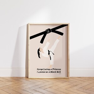 Karate Girl Print, Martial Arts Poster, Mindset Wall Art, Illustrated Art Print, Karate Black Belt, Karate Room Decor, Karate Gift For Girl