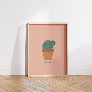 Cartel de cactus, impresión de plantas de interior, arte de pared de plantas de cactus, cartel de ilustración de plantas, arte de pared verde, decoración botánica, arte de pared de plantas de interior imagen 3