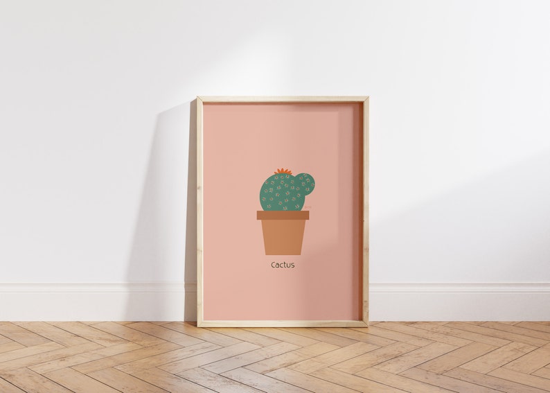 Cartel de cactus, impresión de plantas de interior, arte de pared de plantas de cactus, cartel de ilustración de plantas, arte de pared verde, decoración botánica, arte de pared de plantas de interior imagen 3