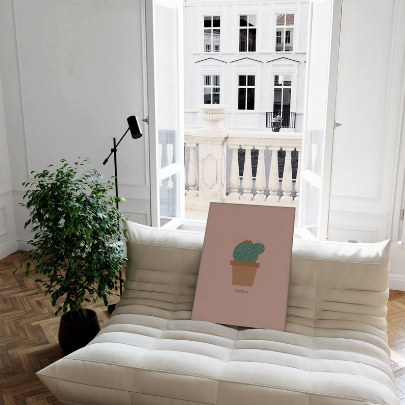 Cartel de cactus, impresión de plantas de interior, arte de pared de plantas de cactus, cartel de ilustración de plantas, arte de pared verde, decoración botánica, arte de pared de plantas de interior imagen 6