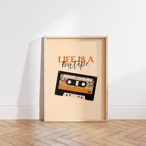 Mixtape Poster, Cassette Tape Wall Art, Retro Inspired Print, 80s Room Decor, Funky Wall Art, Funky Room Decor, 80s Nostalgia, Vintage Print image 3
