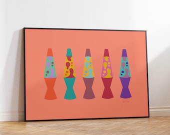 Lava Lamp Poster, Colorful Retro Print, 90s Wall Art, Early 2000s Decor, 90s Nostalgia, Preppy Wall Art, Preppy Room Decor, Vintage 90s Art