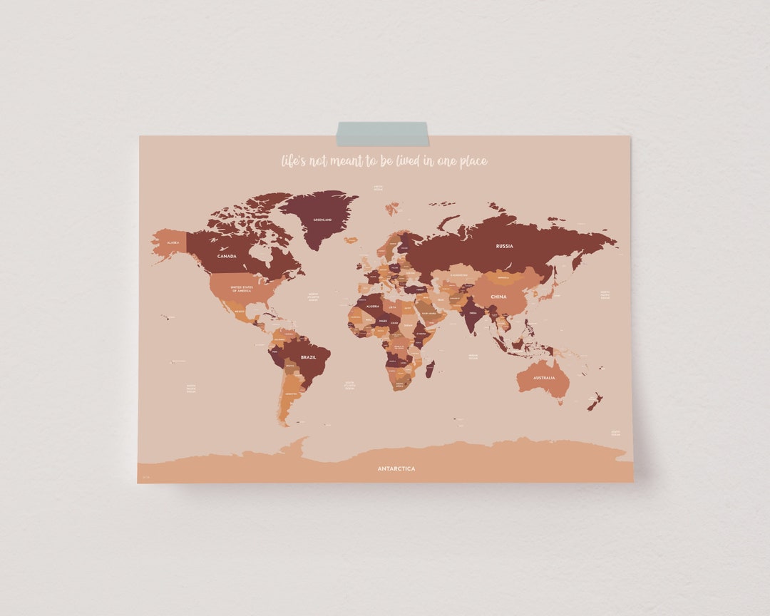 Large World Map Print World Map Poster Political Globe Map - Etsy