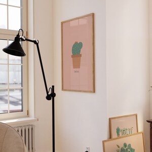 Cartel de cactus, impresión de plantas de interior, arte de pared de plantas de cactus, cartel de ilustración de plantas, arte de pared verde, decoración botánica, arte de pared de plantas de interior imagen 4