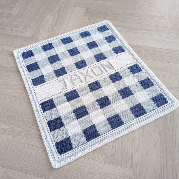 Crochet Pattern Personalised Plaid and Bobble Blanket - Any Name and Size!