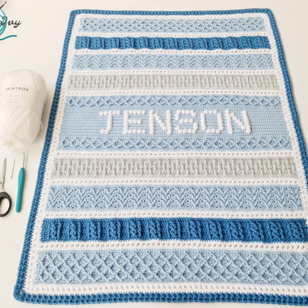 Couverture pour bébé personnalisée avec poteaux et pompons au crochet - Personnalisable - Nouveau cadeau pour bébé - Cadeau