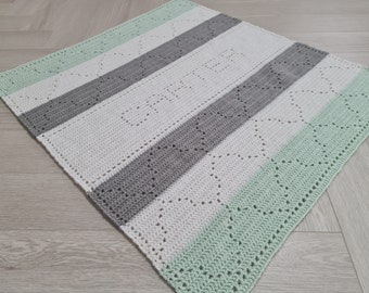 Crochet Pattern Personalised filet blanket. Customisable for any name. Baby, child, adult throw, geometric print, new baby gift, present
