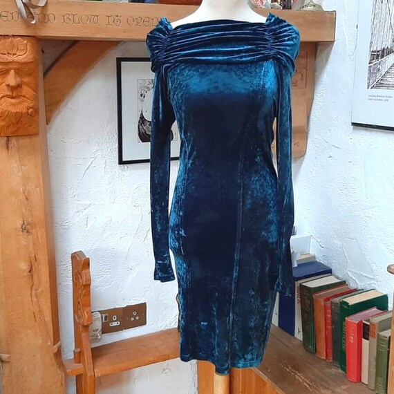 Midnight Blue Velvet Dress