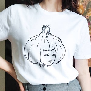 Garlic Girl Hand Printed Fair Wear Organic Cotton T-Shirt image 1