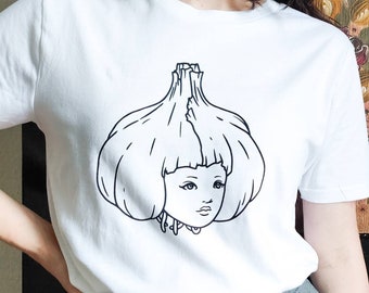 Knoflook Meisje Hand bedrukte Fair Wear Biologisch Katoenen T-Shirt