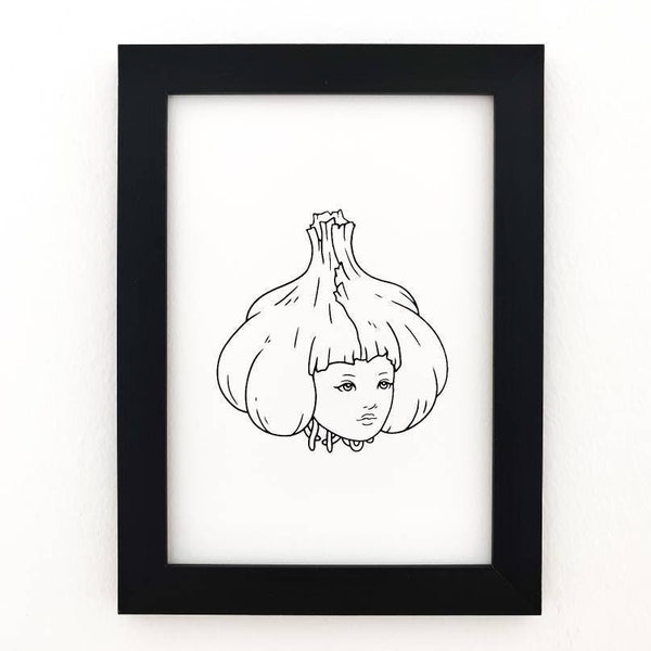 Garlic Girl - Original Screen Print Wall Art A5