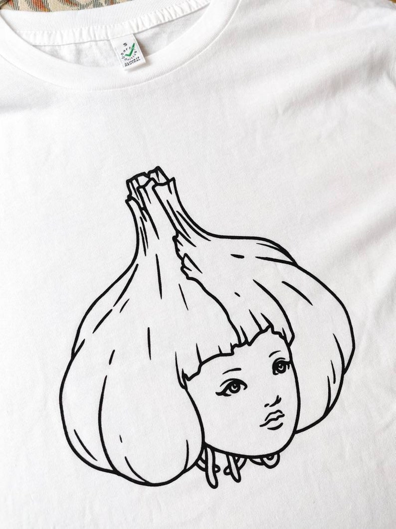 Garlic Girl Hand Printed Fair Wear Organic Cotton T-Shirt image 3