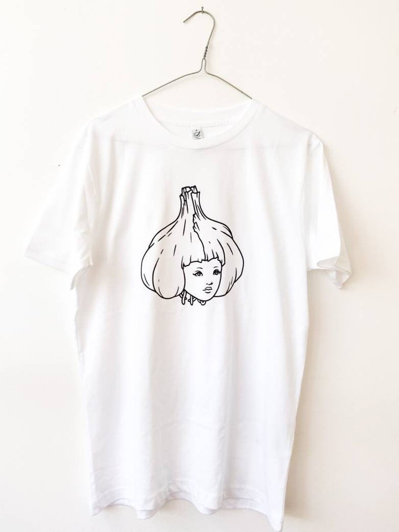 Garlic Girl Hand Printed Fair Wear Organic Cotton T-Shirt image 2