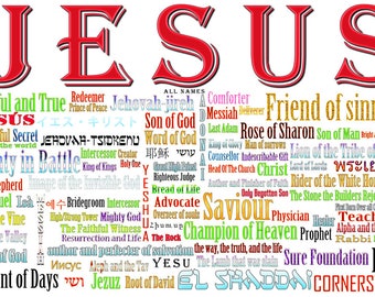 Jesus Name Above All Names Foam Poster [Color-W] - Jehovah, Shaddai, Yahweh, Christian Art, Wall, Alpha, Abba, Messiah, Savior, Son,of, God