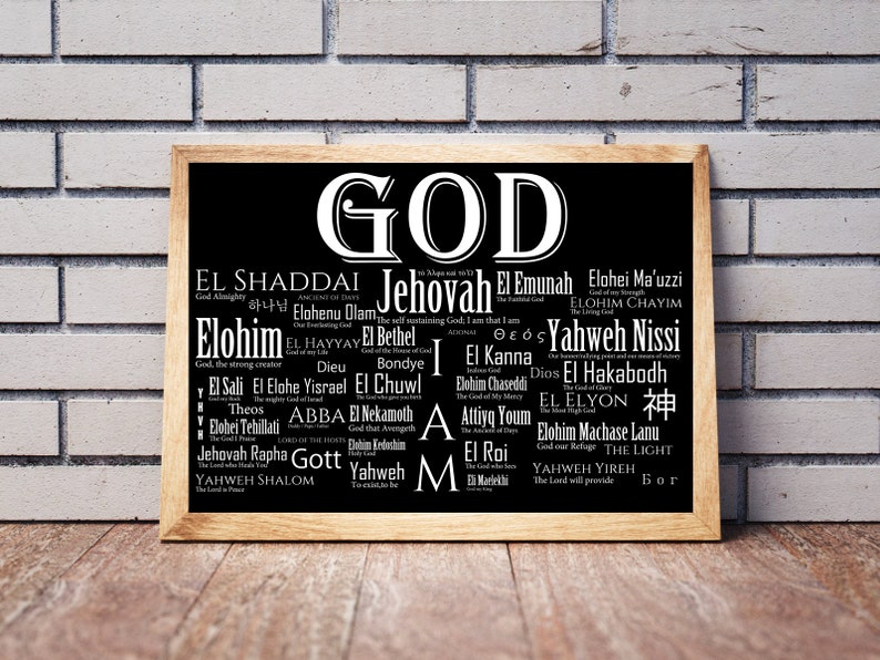 Namen Gottes Color-BB Christliche Kunst, Wand, Namen, Jehova, Yahweh, Jesus, Heilig, Geist, Shalom, Abba, Ich, Bin, Nissi, Oben, Bethel, Theos Bild 1