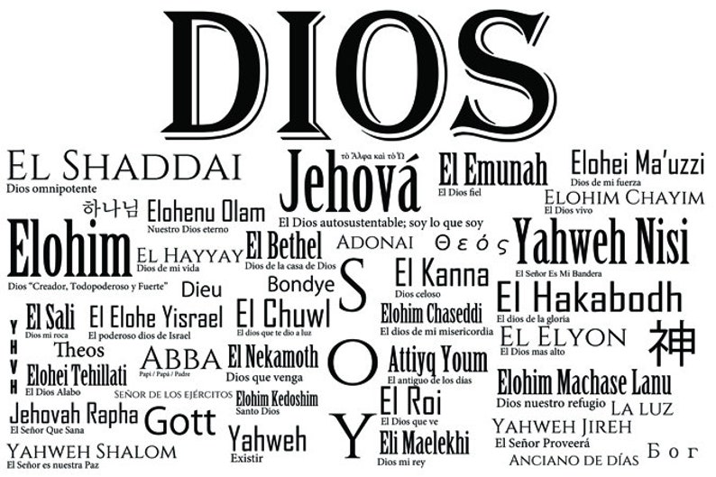 Names of God en Español Black Print Christian Art, Wall, Jehovah, Shaddai, Yahweh, Jesus, Shalom, Abba, I, Am, Nissi, Above, Bethel image 1
