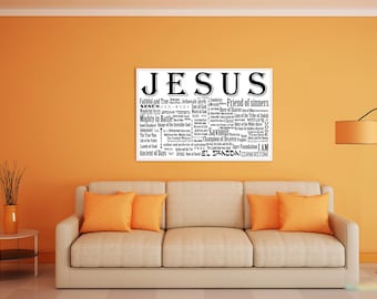 Jesus Name Above All Names [Black] - Christian Art, Wall, Jehovah, Shaddai, Yahweh, Trinity, Abba, Messiah, Nissi,  Savior, Cornerstone