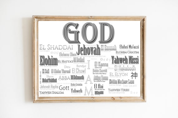The Names Of God Grey Names Jehovah Shaddai Yahweh Etsy